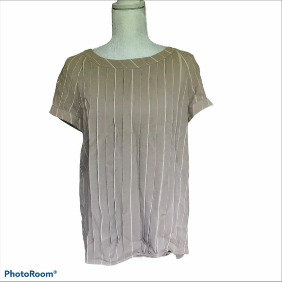 Valentino Striped Cap Sleeve Pleated Blouse, 12 - Picture 1 of 6